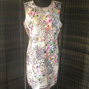 Floral and Animal Print Sleeveless Mini Dress